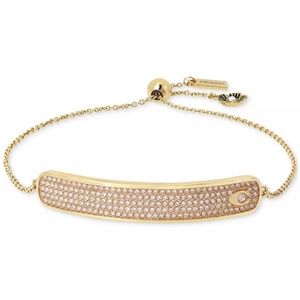 Coach Gold Pave ID Slider Bracelet One Size New with Tags